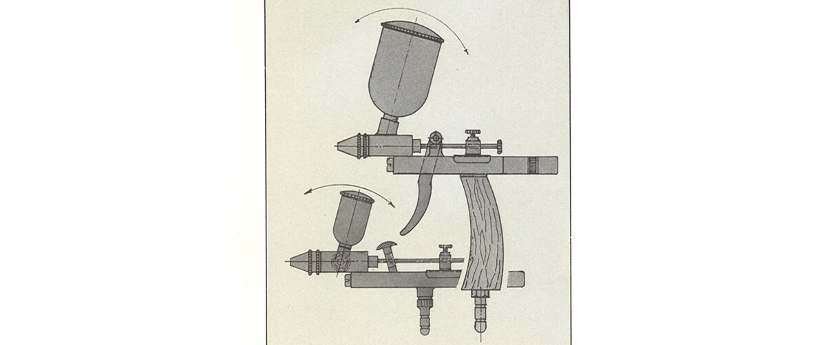 Drawing of first spray gun by Otto Heinrich